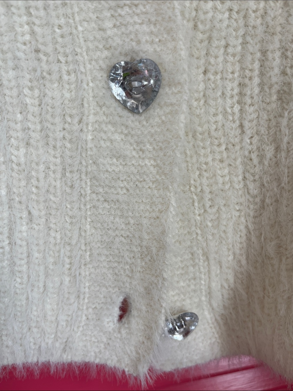 Super soft cardigan sweater with crystal heart shaped buttons - Picture 4 of 15